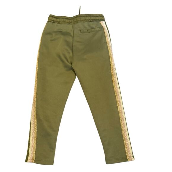 Zadig & Voltaire Kids Poeme Track Pants Khaki Green with Glitter Stripe Size 6-7 - Picture 3 of 6